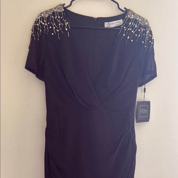 Mac Duggal Blue Sequin Embellished Plunge Maxi Dress - Picture 4 of 13